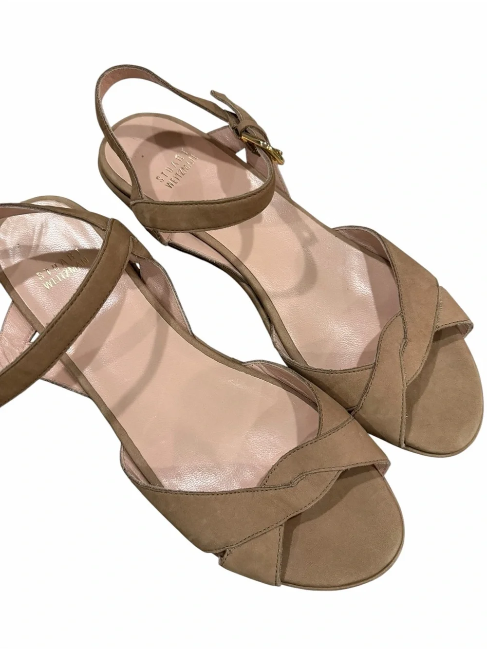Stuart Weitzman 10 tan suede Lockness wedge platform sandals